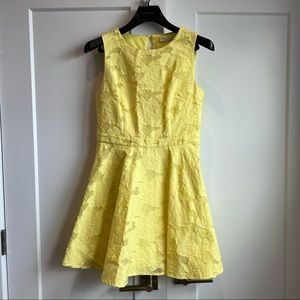 Yellow lace skater dress